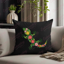 Colorful Botanical Gecko Embroidery Design