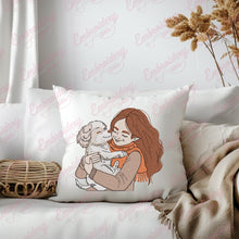 Cute Puppy and Girl Machine Embroidery Design