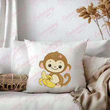 Monkey With Banana Embroidery Design