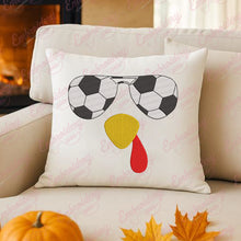 Turkey Face With Soccer Sunglasses Thanksgiving Embroidery Design