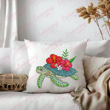 Sea Turtle With Flower Embroidery Design