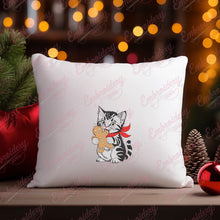 Christmas Cat Eating Gingerbread Embroidery Design
