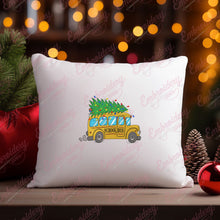 Christmas Tree On School Bus Embroidery Design