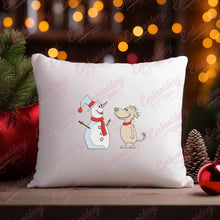 Christmas Snowman And Pup Embroidery Design