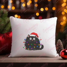 Cute Black Cat Christmas Embroidery Design