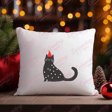 Black Cat In The Christmas Hat Embroidery Design