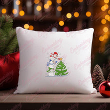 Snowmen Decorating Christmas Tree Embroidery Design