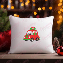 Red Christmas Car Embroidery Design