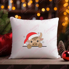 Christmas Highland Cow Embroidery Design