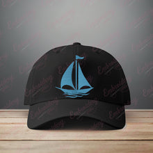 Blue Sailing Boat Embroidery Design