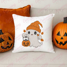 Halloween Ghost Holding Pumpkin Embroidery Design