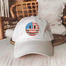 4th of July American Flag Smiley Face Embroidery Design
