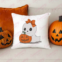 Halloween Girl Ghost With Pumpkin Embroidery Design