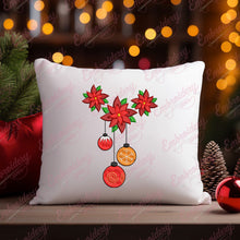 Christmas Poinsettia And Ornaments Embroidery Design
