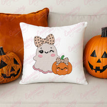 Cute Kawaii Halloween Ghost and Pumpkin Embroidery Design