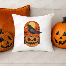 Halloween Raven and Pumpkin Embroidery Design