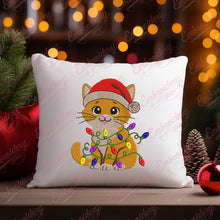 Christmas Cat with Lights Embroidery Design