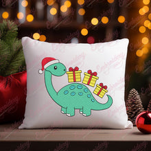 Christmas Dinosaur Delivers Gifts Embroidery Design