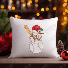 Christmas Snowman Baseball Player Embroidery Design