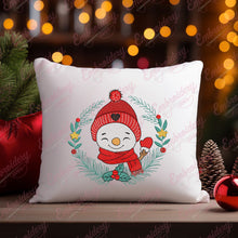 Christmas Snowman In Wreath Embroidery Design