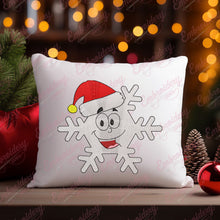 Smiling Christmas Snowflake With Santa Hat Embroidery Design