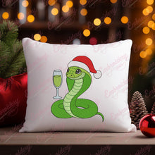 Santa Hat Snake with Drink Christmas Embroidery Design