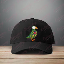 Colorful Botanical Puffin Embroidery Design
