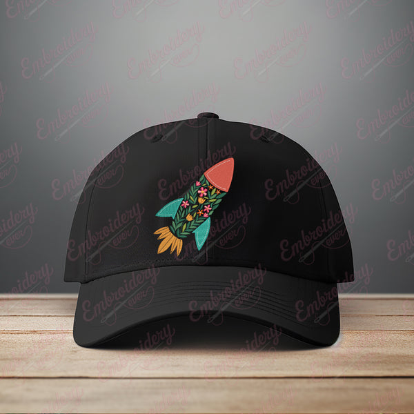 Floral Rocket Embroidery Design