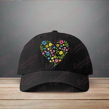 Heart Shaped Colorful Flowers Embroidery Design