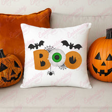 Halloween Boo With Bat Spider Embroidery Design