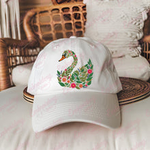 Tropical Leaves And Flowers Swan Embroidery Design