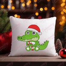 Cute Christmas Alligator Crocodile Embroidery Design