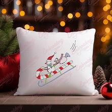Christmas Snowman Sledding Embroidery Design