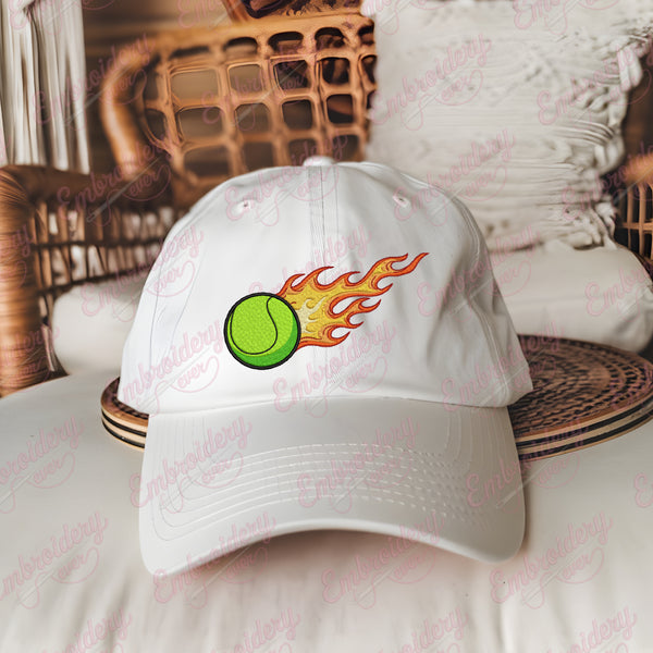 Fire Tennis Ball Embroidery Design