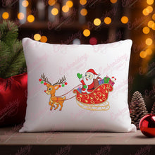 Santa Claus And Reindeer Sleigh Embroidery Design