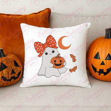 Adorable Ghost With Pumpkin Halloween Embroidery Design
