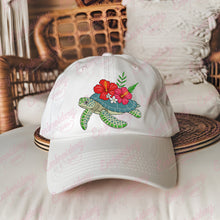 Sea Turtle With Flower Embroidery Design