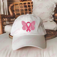 Breast Cancer Ribbon With Butterfly Wings Embroidery Design