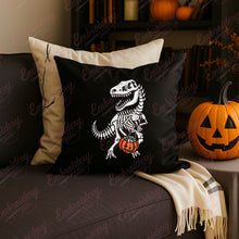 Halloween T-Rex Dinosaur Skeleton with Pumpkin Embroidery Design