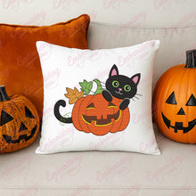 Halloween Kitty Cat And Funny Pumpkins Embroidery Design