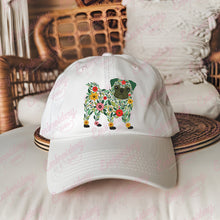 Colorful Botanical Pug Embroidery Design