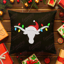 White Longhorn With Christmas Lights Embroidery Design