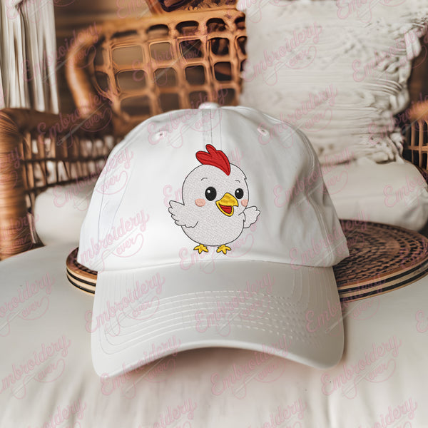 Cute Happy Chicken Embroidery Design