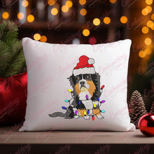 Cute Bernese Mountain Christmas Lights Embroidery Design