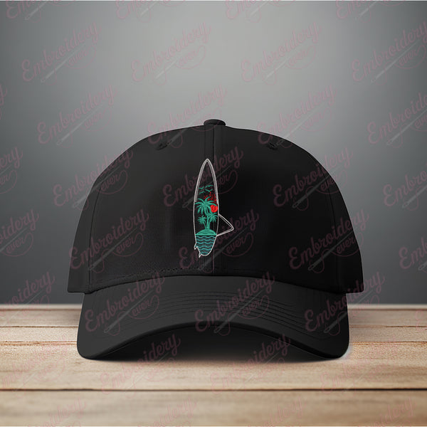 Surfing Beach Embroidery Design