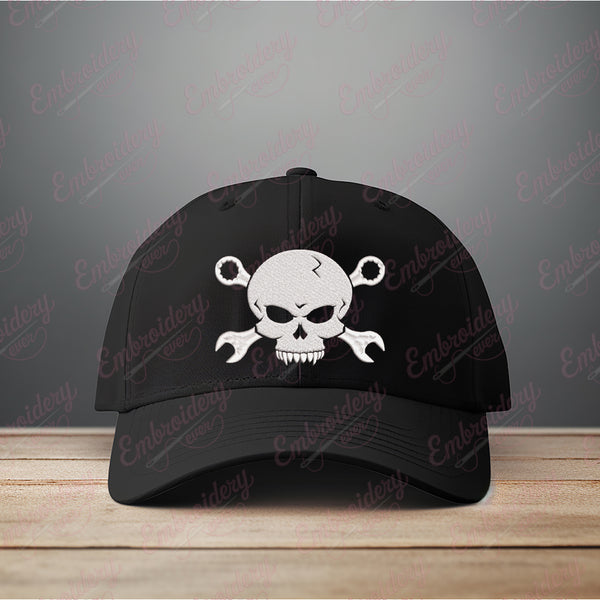 Skull And Wrench Crossbones Embroidery Design