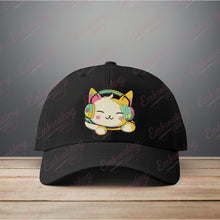 Colorful Cat Wearing Headphones Embroidery Design