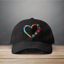 Heart Shape Paw Embroidery Design