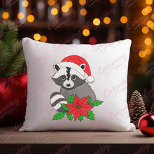 Christmas Raccoon In Santa Hat Embroidery Design