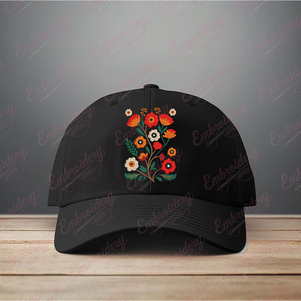 Colorful Spring Flowers Embroidery Design